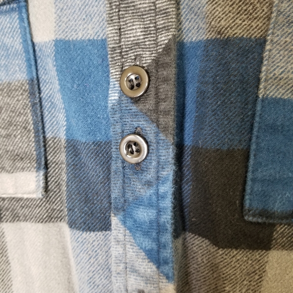BURTON blue gray flannel long sleeve button down shirt - Picture 4 of 8